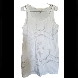 Soma Eyelet Tunic Tank Top Cotton Size Medium White